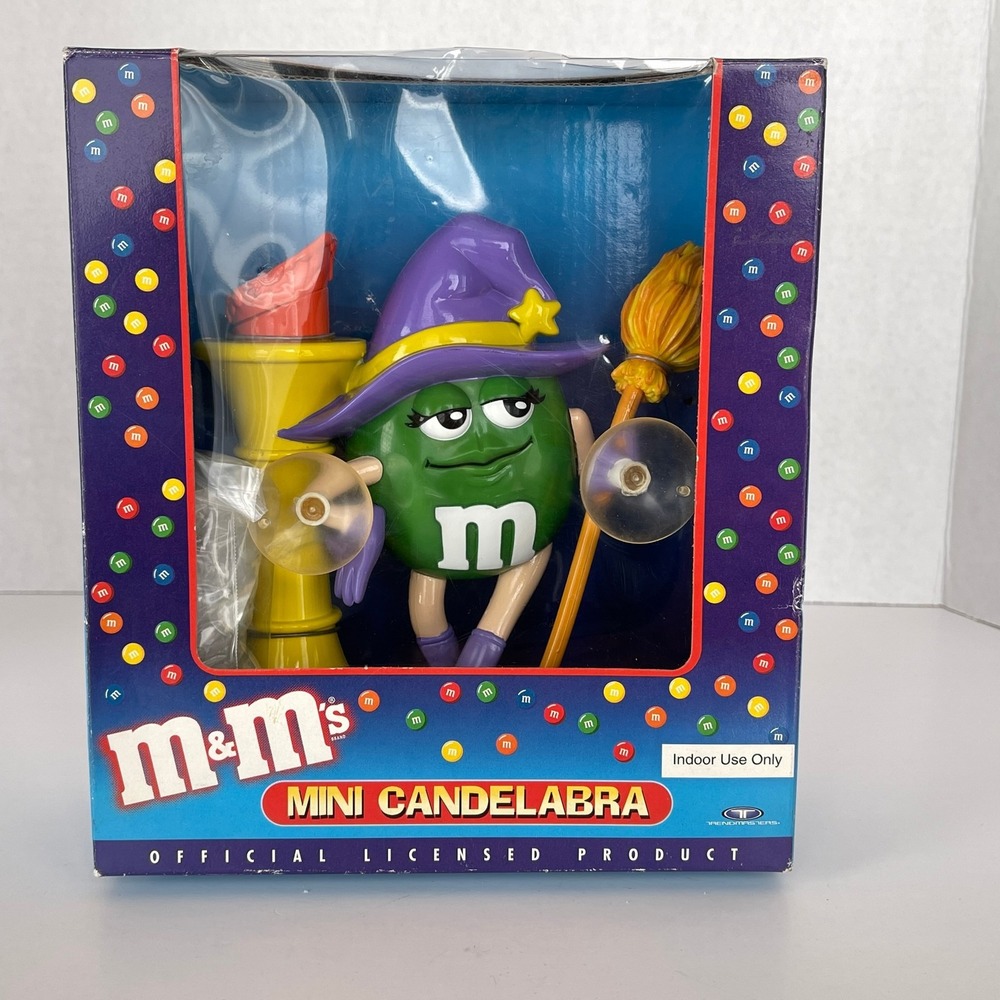 1999 Trendmasters M&M's Halloween Mini Candelabra GREEN M&M New Old Stock NOS